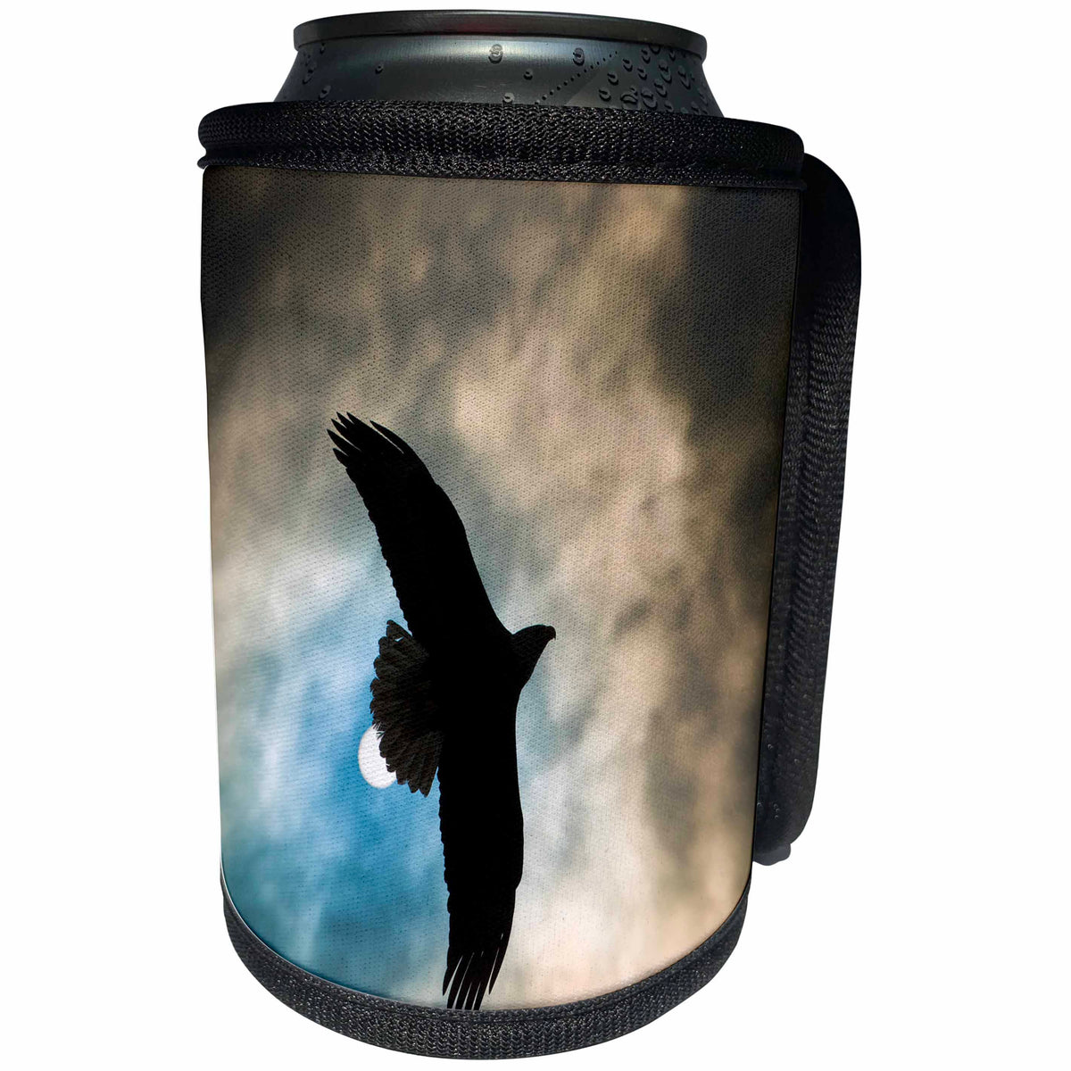 3dRose Elysium Photography - Animals - Eagle overhead through a break in the clouds - Can Cooler Bottle Wrap (cc_289590)