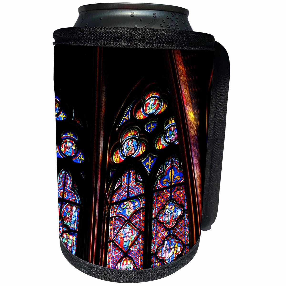 3dRose Elysium Photography - Architecture - Stained glass in La Sainte-Chapelle, Paris - Can Cooler Bottle Wrap (cc_289632)