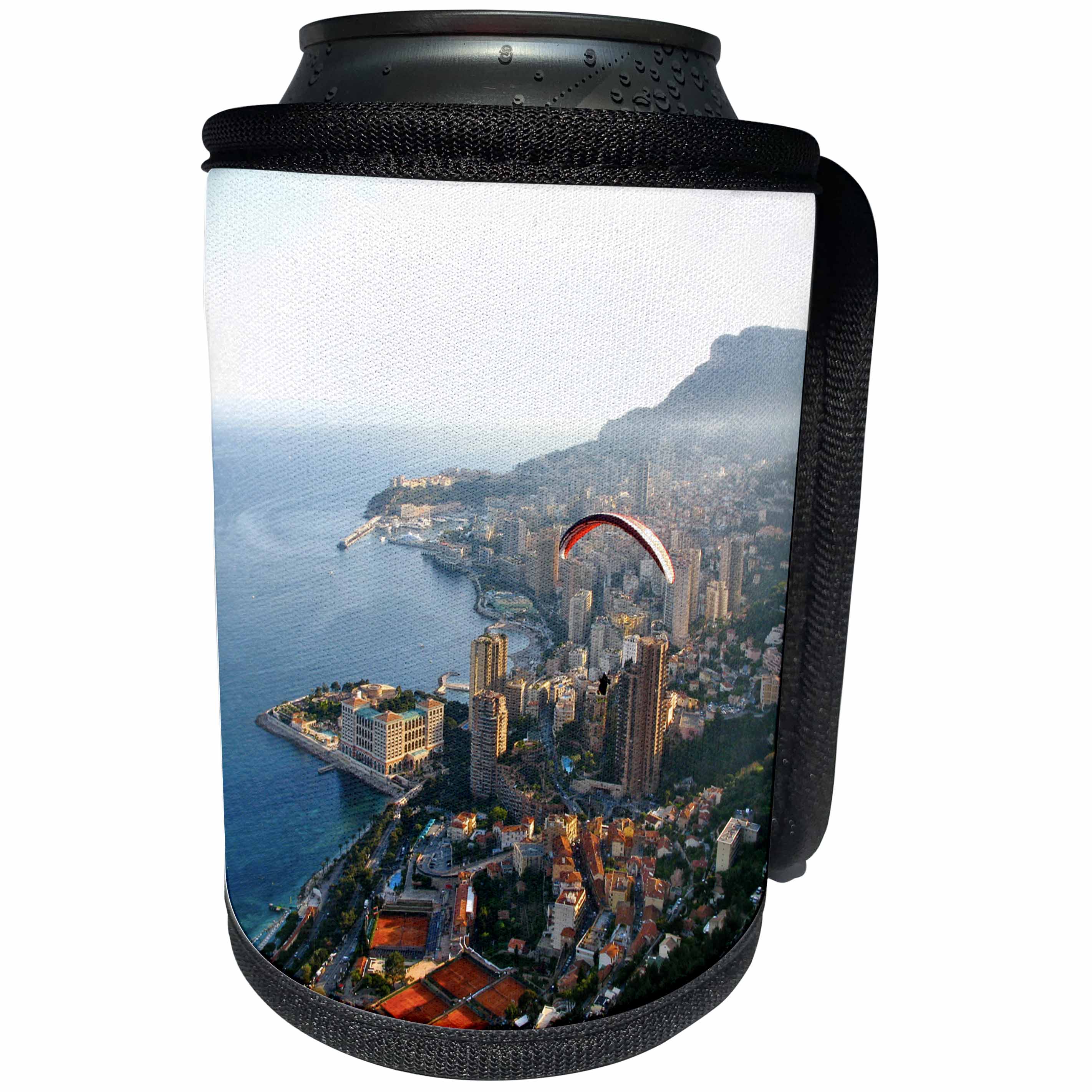 3dRose Elysium Photography - Cityscape - Parasailer near Monte Carlo - Can Cooler Bottle Wrap (cc_289638)