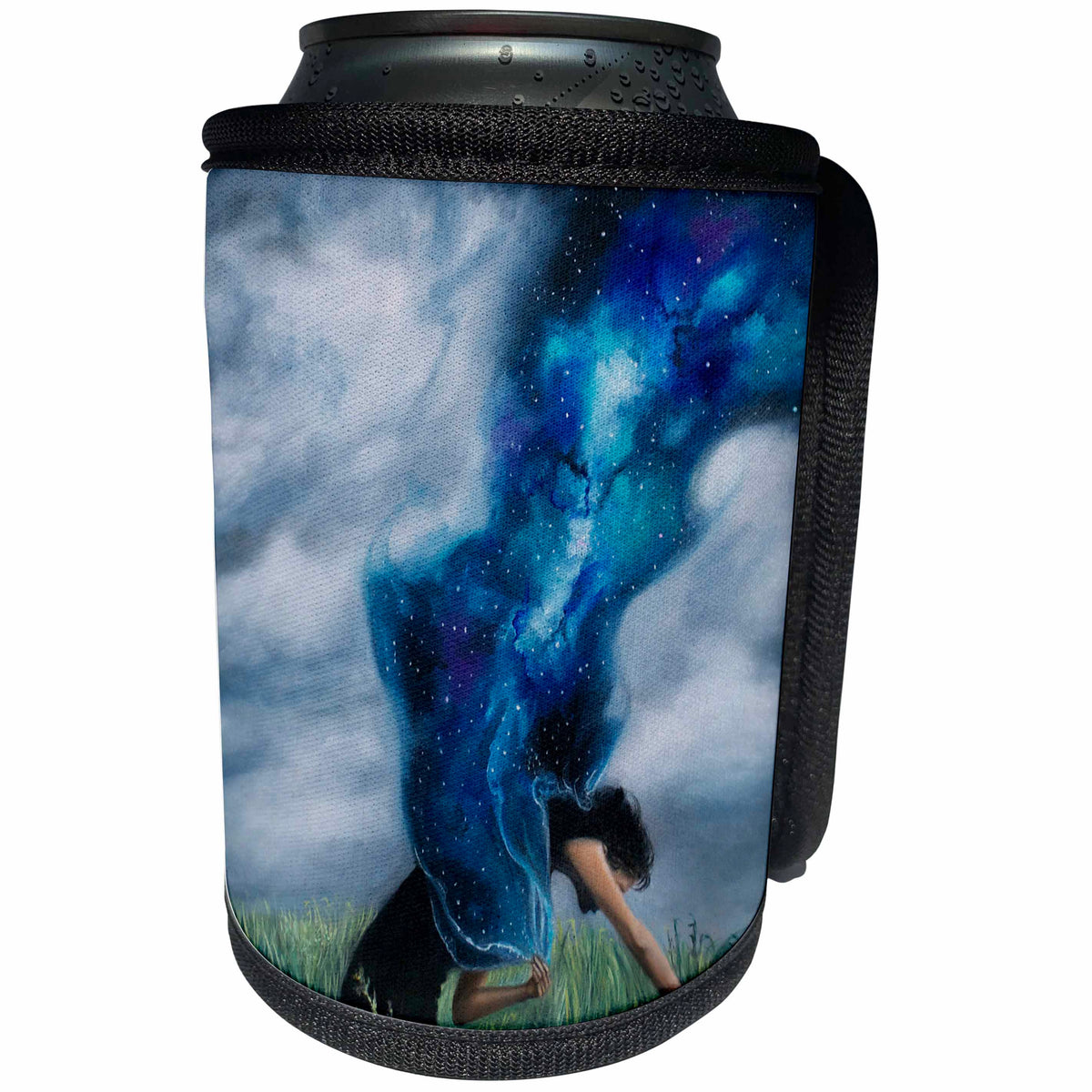 3dRose Erica Wexler - Space - Galaxy Girl in A Grass Field - Can Cooler Bottle Wrap (cc_289642)