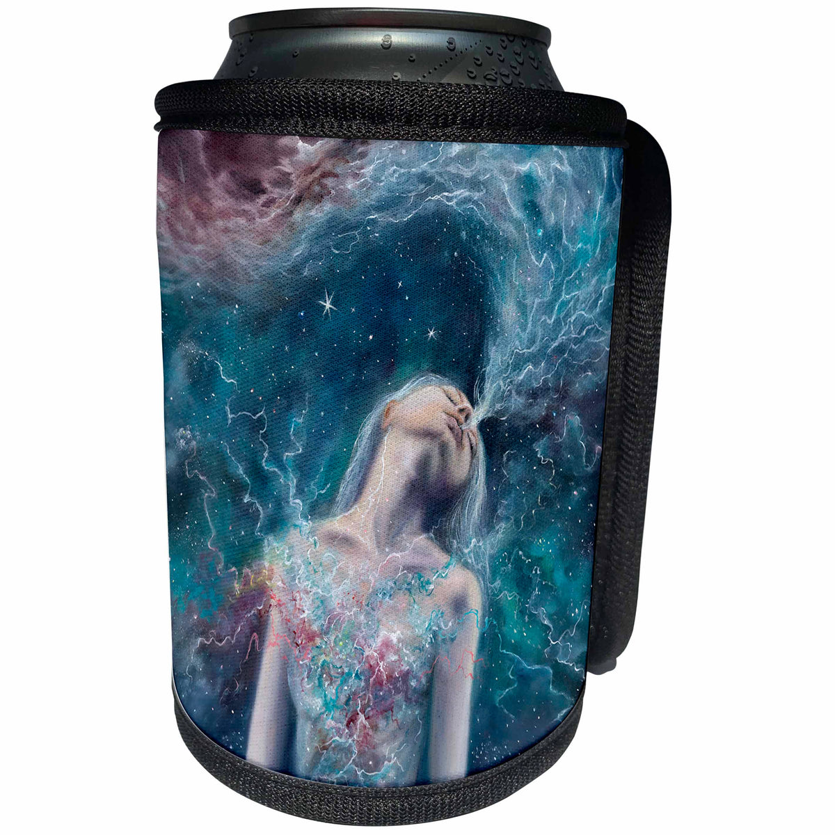 3dRose Erica Wexler - Space - Galaxy Girl in A Nebula - Can Cooler Bottle Wrap (cc_289644)