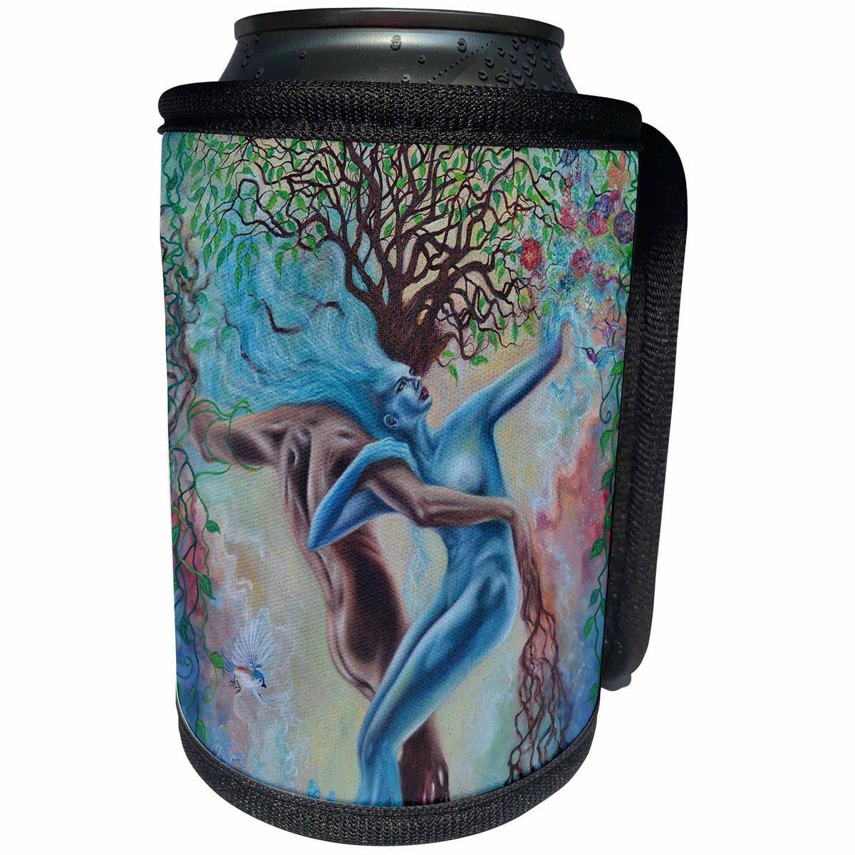 3dRose Erica Wexler - People and Trees - Man Tree Dancing With A Sea Goddess - Can Cooler Bottle Wrap (cc_289646)