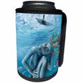 3dRose Erica Wexler - Ocean - Underwater Statue With Dolphin Friends - Can Cooler Bottle Wrap (cc_289649)