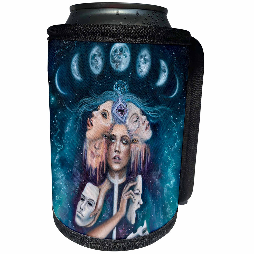 3dRose Erica Wexler - Space - Alter Ego Woman in Space With Moons - Can Cooler Bottle Wrap (cc_289650)