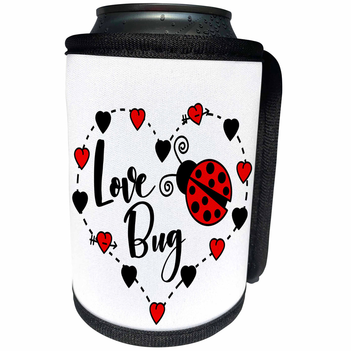 3dRose Janna Salak Designs Love - Love Bug Ladybug - Can Cooler Bottle Wrap (cc_289653)