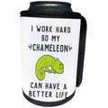 3dRose Janna Salak Designs Text Art - I Work Hard So My Chameleon Can Have A Better Life - Can Cooler Bottle Wrap (cc_289657)