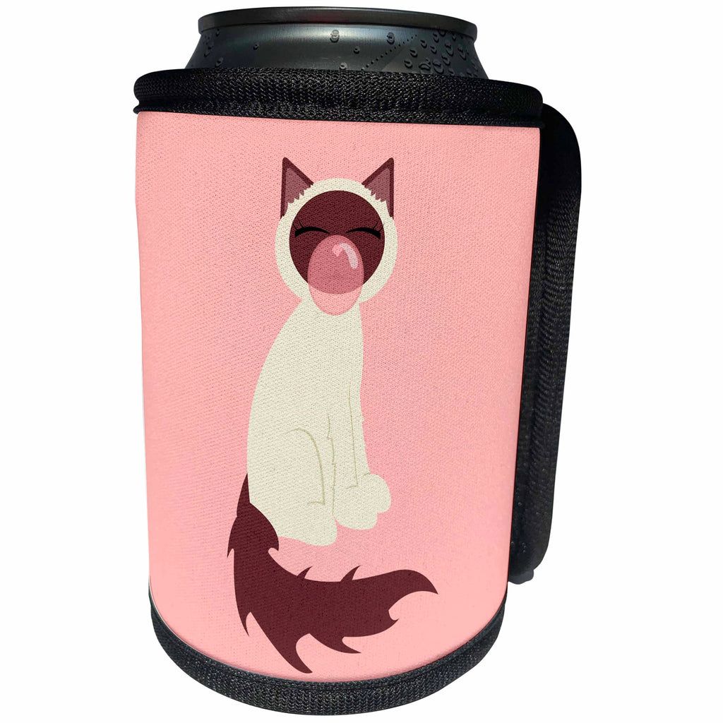 3dRose Janna Salak Designs Cats - Bubblegum Cat - Can Cooler Bottle Wrap (cc_289666)