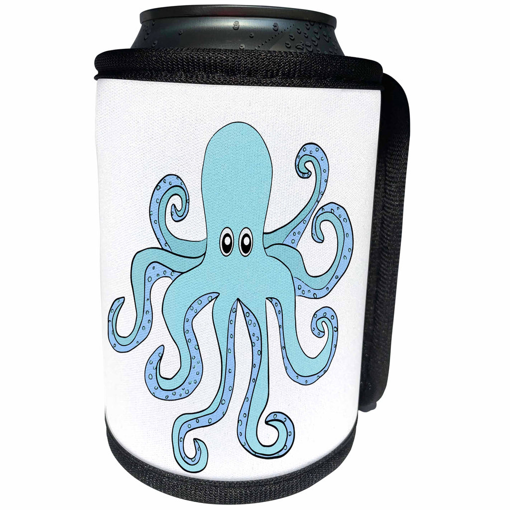3dRose Janna Salak Designs Under the Sea - Blue Octopus - Can Cooler Bottle Wrap (cc_289671)