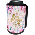 3dRose Uta Naumann Sayings and Typography - Pink Artprint Flower Frame Gold Typography - Happy Valentines Day - Can Cooler Bottle Wrap (cc_289848)