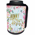 3dRose Uta Naumann Sayings and Typography - Blue Artprint Flower Frame Gold Typography - Mommy Is My Bestie - Can Cooler Bottle Wrap (cc_289851)