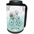 3dRose Uta Naumann Sayings and Typography - Blue Easter Biking Bunny Animal Illustration - Follow the Bunny - Can Cooler Bottle Wrap (cc_289856)