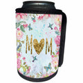 3dRose Uta Naumann Sayings and Typography - Blue and Pink Artprint Flower Frame Gold Glitter Typography - MUM - Can Cooler Bottle Wrap (cc_289865)