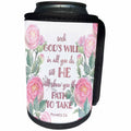 3dRose Uta Naumann Sayings and Typography - Watercolor Pink Roses and Bible Typography - Seek Gods Will in All - Can Cooler Bottle Wrap (cc_289877)