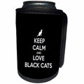 3dRose Uta Naumann Sayings and Typography - Keep Calm and Love Black Cats -Trendy Animal Cat Typography on Black - Can Cooler Bottle Wrap (cc_289885)