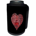 3dRose Uta Naumann Sayings and Typography - Love - Trendy Modern Abstract Wordcloud Heart Typography on Black - Can Cooler Bottle Wrap (cc_289888)
