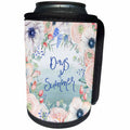 3dRose Uta Naumann Sayings and Typography - Pastel Watercolor Illustration Flower Frame Typography- Days of Summer - Can Cooler Bottle Wrap (cc_289894)