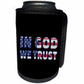 3dRose Uta Naumann Flags of the World - USA Patriotic Typography - In God We Trust - On Black - Can Cooler Bottle Wrap (cc_289916)
