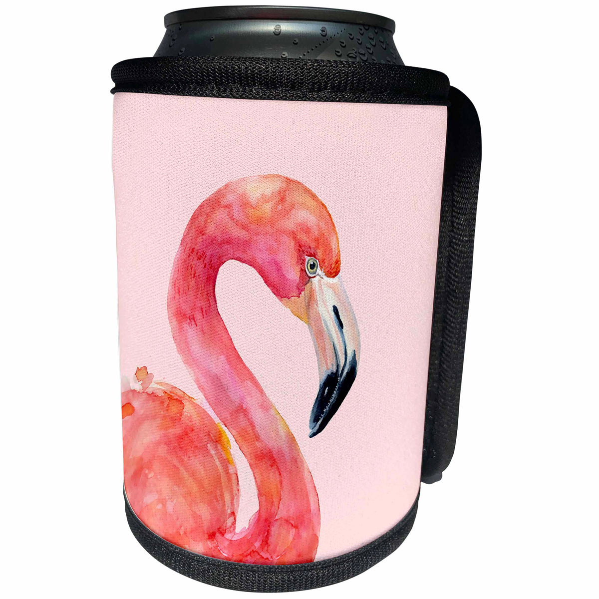 3dRose Uta Naumann Watercolor Illustration Animal - Trendy Hygge Scandi Pink Flamingo Watercolor Illustration - Can Cooler Bottle Wrap (cc_289917)