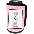 3dRose Uta Naumann Sayings and Typography - Cute Pink Scandi Chic Cat Girl Illustration and Pattern - Princess - Can Cooler Bottle Wrap (cc_289968)