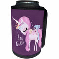 3dRose Uta Naumann Sayings and Typography - Cute Black Flower Unicorn Illustration and Typography - Be The Queen - Can Cooler Bottle Wrap (cc_289969)
