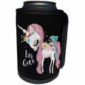 3dRose Uta Naumann Sayings and Typography - Cute Girly Flower Unicorn Illustration and Typography - Be The Queen - Can Cooler Bottle Wrap (cc_289972)