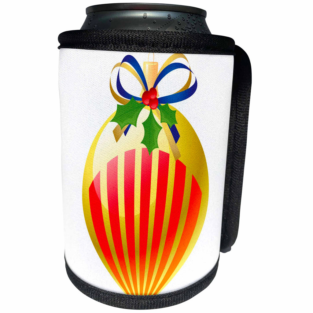 3dRose TNMGraphics Christmas - Gold and Red Ornament - Can Cooler Bottle Wrap (cc_28998)