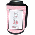 3dRose Uta Naumann Sayings and Typography - Pink Scandi Chic Princess Girl Cat Illustration Pattern - Princess - Can Cooler Bottle Wrap (cc_289988)