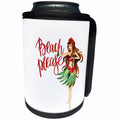 3dRose Uta Naumann Sayings and Typography - Summer Hula Girl Illustration and Typography - Beach Please - Can Cooler Bottle Wrap (cc_290091)