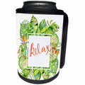 3dRose Uta Naumann Sayings and Typography - Aloha Summer Tropic Leaves Jungle Illustration Typography - Relax - Can Cooler Bottle Wrap (cc_290134)