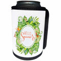 3dRose Uta Naumann Sayings and Typography - Tropic Aloha Leaves Jungle Illustration Typography - Hello Summer - Can Cooler Bottle Wrap (cc_290136)