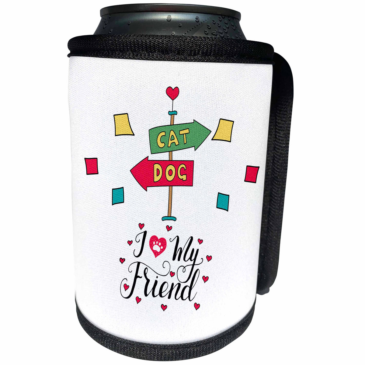 3dRose Animal Cat Dog Illustration Typography - I Love My... - Can Cooler Bottle Wrap (cc_290196)