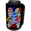 3dRose Sandy Mertens Halloween Designs - Sugar Skulls and Roses Mardi Gras, Halloween, 3drsmm - Can Cooler Bottle Wrap (cc_290213)