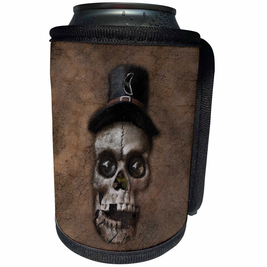 3dRose Sandy Mertens Vintage Halloween Designs - Vintage Black Hat Skull Face in the Wall Halloween, 3drsmm - Can Cooler Bottle Wrap (cc_290221)