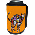 3dRose Scary Halloween Cat, Mosaic Style, 3drsmm - Can Cooler Bottle Wrap (cc_290235)