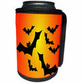 3dRose Sandy Mertens Halloween Designs - Flying Black Bats with Red Eyes Orange Sky Halloween, 3drsmm - Can Cooler Bottle Wrap (cc_290243)