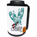 3dRose Spiritual Awakenings Love - Tribal mint butterfly, with scripted word love, leaves and hearts - Can Cooler Bottle Wrap (cc_290257)