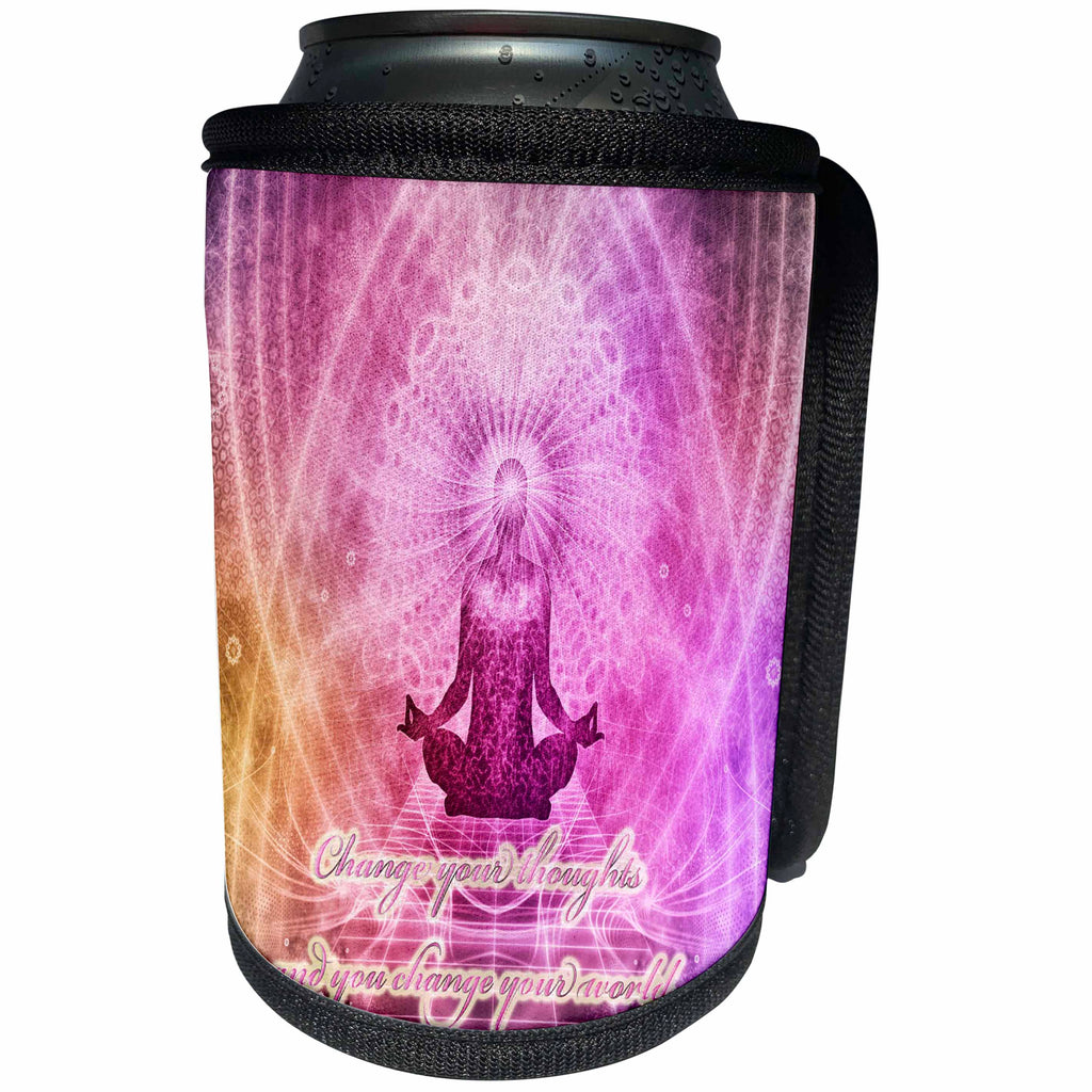 3dRose Spiritual Awakenings Meditation - Prayer and Meditation motivational art - Can Cooler Bottle Wrap (cc_290262)