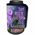 3dRose Spiritual Awakenings Humor - Cute purple glowing alien who just wants to go home with you - Can Cooler Bottle Wrap (cc_290267)