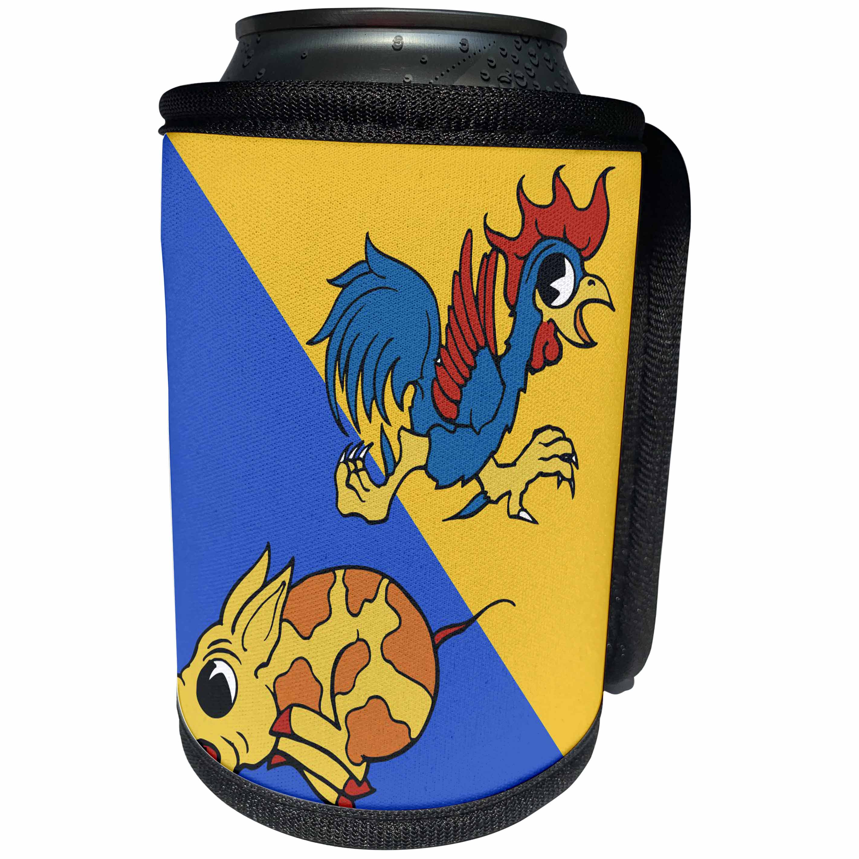 3dRose TNMGraphics Animals - Running Rooster and Pig - Can Cooler Bottle Wrap (cc_29028)