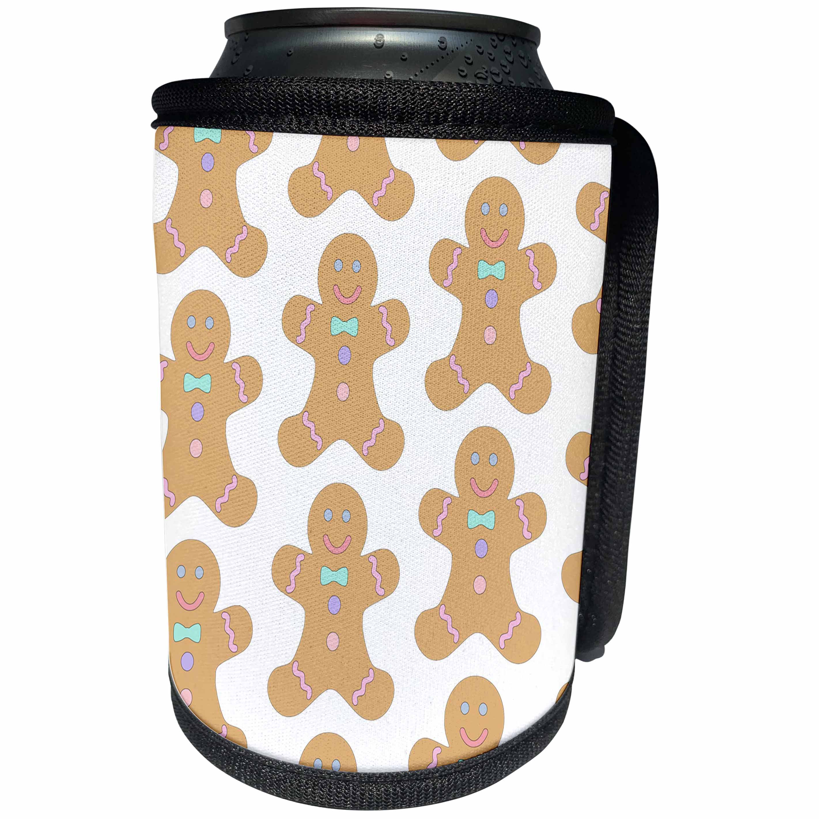 3dRose Thanksgiving - Image of Adorable Gingerbread Repeat Pattern - Can Cooler Bottle Wrap (cc_290281)