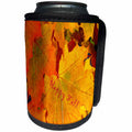 3dRose Thanksgiving - Image of Huge Marigold Color Leaves Say Happy Fall - Can Cooler Bottle Wrap (cc_290287)