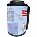 3dRose Topo Maps and Flags Of States - Image of Hawaiian Islands Topographic Map With Flag - Can Cooler Bottle Wrap (cc_290298)