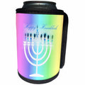 3dRose Chanukah - Image of White Menorah with Candles Say Chanukah On Gradient - Can Cooler Bottle Wrap (cc_290303)