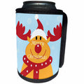 3dRose Christmas - Image of Cartoon Reindeer Says Merry Christmas - Can Cooler Bottle Wrap (cc_290311)