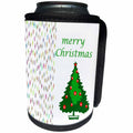 3dRose Christmas - Image of Colored Snowflakes And Xmas Tree Say Merry Christmas - Can Cooler Bottle Wrap (cc_290314)