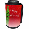 3dRose Christmas - Image of Green Xmas Tree on Red Mirrored With Greeting - Can Cooler Bottle Wrap (cc_290317)