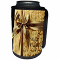3dRose Christmas - Image of Closeup Of Gold Present With Merry Christmas - Can Cooler Bottle Wrap (cc_290321)
