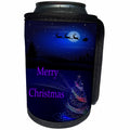 3dRose Christmas - Image of Purple And Blue Nite Sky With Santa And Reindeer - Can Cooler Bottle Wrap (cc_290332)