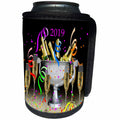 3dRose Happy New Year - Image of Champagne Bucket And Glasses And Ribbons With 2019 - Can Cooler Bottle Wrap (cc_290334)