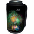 3dRose Happy New Year - Image of Happy New Year On Colorful Fireworks 2019 - Can Cooler Bottle Wrap (cc_290337)